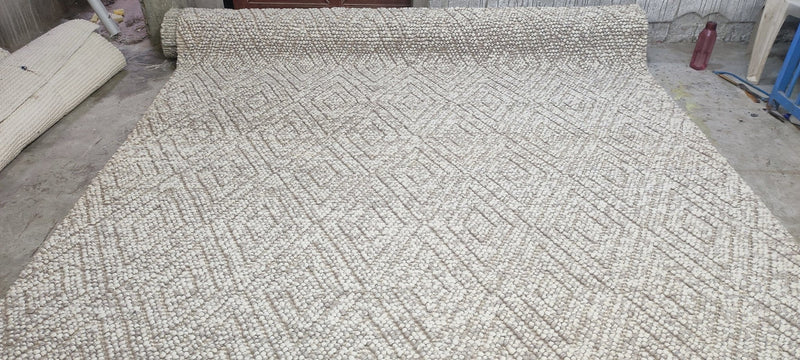 Edmund John Eyre Handwoven Wool Durrie Natural Grey Diamond 8.6x11.6 | Banana Manor Rug Company