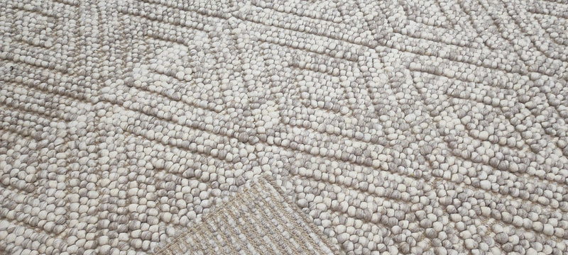 Edmund John Eyre Handwoven Wool Durrie Natural Grey Diamond 8.6x11.6 | Banana Manor Rug Company