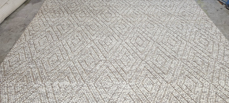 Edmund John Eyre Handwoven Wool Durrie Natural Grey Diamond 8.6x11.6 | Banana Manor Rug Company