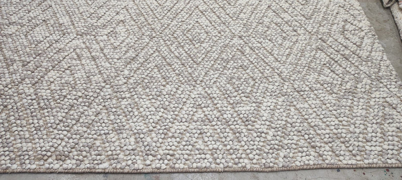 Edmund John Eyre Handwoven Wool Durrie Natural Grey Diamond 8.6x11.6 | Banana Manor Rug Company