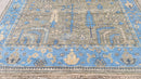 Edwina 8x10 Grey and Light Blue Hand-Knotted Oushak Rug | Banana Manor Rug Company