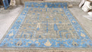 Edwina 8x10 Grey and Light Blue Hand-Knotted Oushak Rug | Banana Manor Rug Company