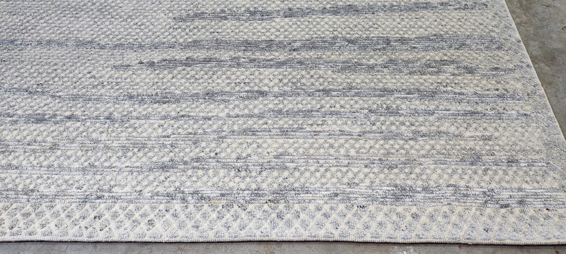 Egor Beroev Hand-Knotted Modern Rug Ivory Grey High-Low 9x12 | Banana Manor Rug Company