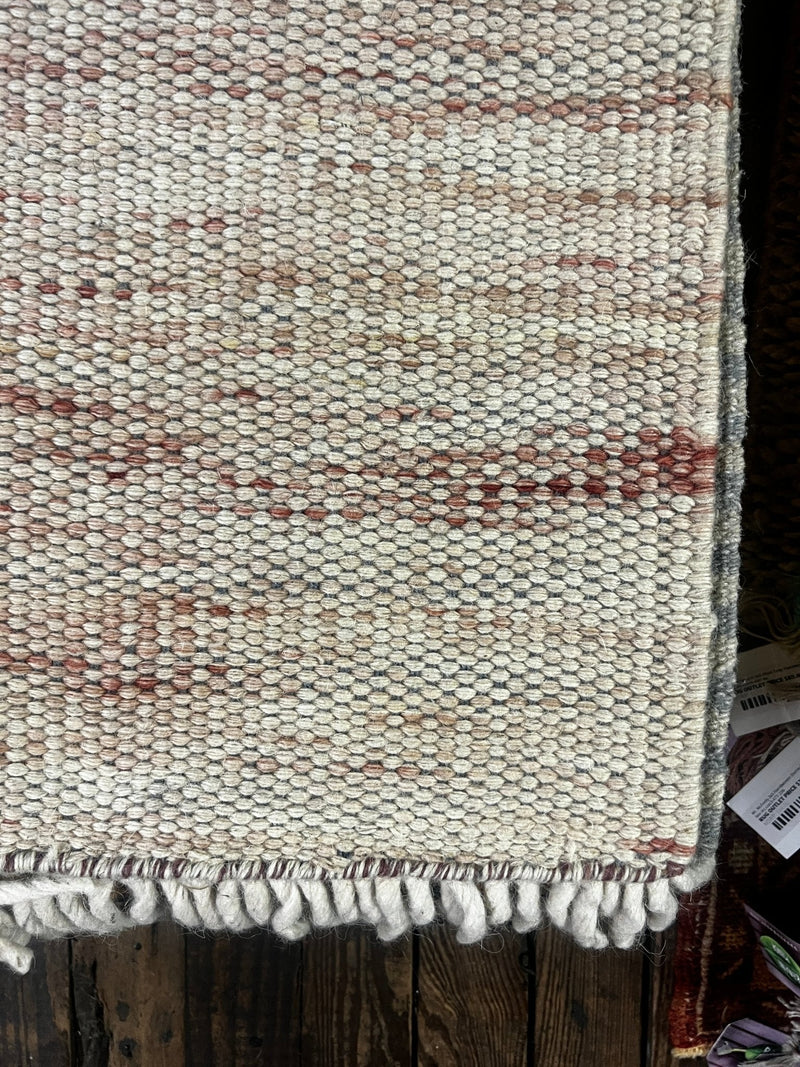 El Guapo 3x5.1 Peach Handwoven Durrie Rug | Banana Manor Rug Factory Outlet