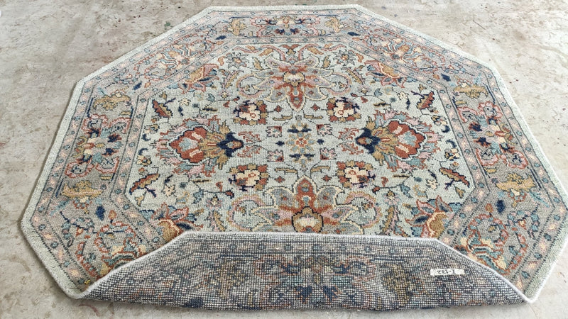 Elektra 6x6 Light Green Octagonal Oushak Rug | Banana Manor Rug Company