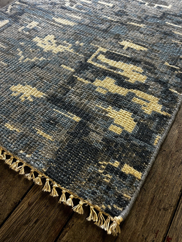 "Elin" Blue, Grey, and Cream Hand-Knotted Oushak 8x10 | Banana Manor Rug Company