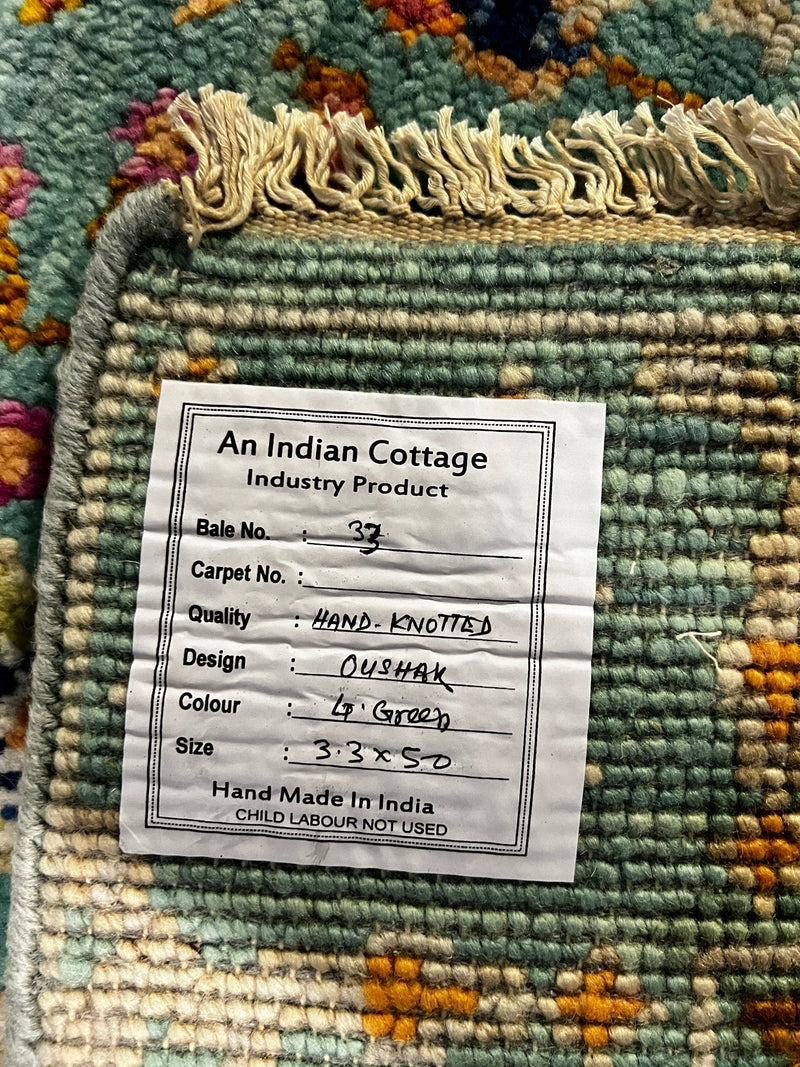 Eline Pow-Wow 3.3x5 Light Green Hand-Knotted Oushak Rug | Banana Manor Rug Company