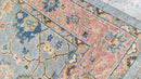 Eline Powell 10x14 Light Blue and Rust Hand-Knotted Oushak Rug | Banana Manor Rug Company