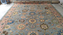 Eline Powell 10x14 Light Blue and Rust Hand-Knotted Oushak Rug | Banana Manor Rug Company