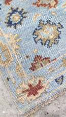 Elise 2.6x10 Hand-Knotted Light Blue Oushak Runner | Banana Manor Rug Company