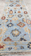 Elise 2.6x10 Hand-Knotted Light Blue Oushak Runner | Banana Manor Rug Company