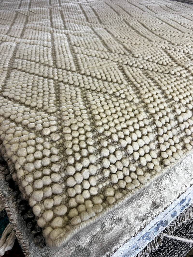 Eliza Haywood Handwoven Wool Durrie Ivory Brick Design (various sizes) | Banana Manor Rug Factory Outlet