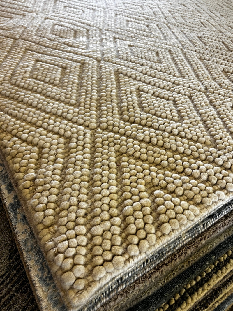 Eliza Haywood Handwoven Wool Durrie Ivory Brick Design (various sizes) | Banana Manor Rug Company