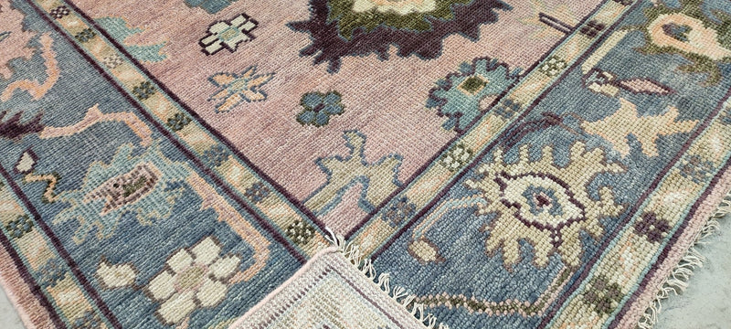 Elizabeth Hammer Pink and Grey Hand-Knotted Oushak Rug 8x10 | Banana Manor Rug Company