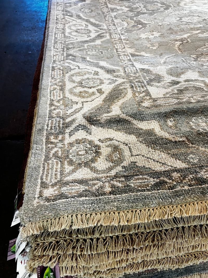 Elize du Toit 8.3x10 Hand-Knotted Oushak Rug Grey and Tan | Banana Manor Rug Factory Outlet