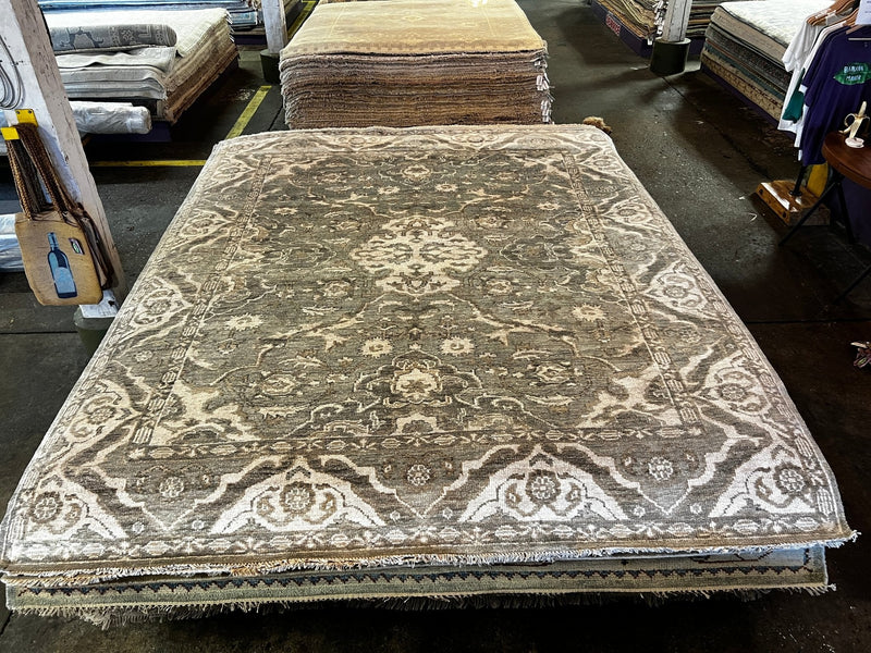 Elize du Toit 8.3x10 Hand-Knotted Oushak Rug Grey and Tan | Banana Manor Rug Factory Outlet