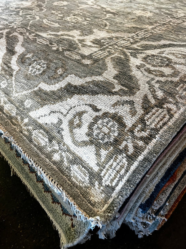 Elize du Toit 8.3x10 Hand-Knotted Oushak Rug Grey and Tan | Banana Manor Rug Factory Outlet