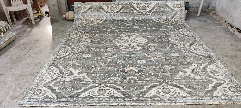 Elize du Toit Hand-Knotted Oushak Rug Grey and Tan 8.3x10 | Banana Manor Rug Company