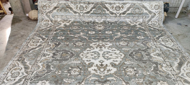 Elize du Toit Hand-Knotted Oushak Rug Grey and Tan 8.3x10 | Banana Manor Rug Company