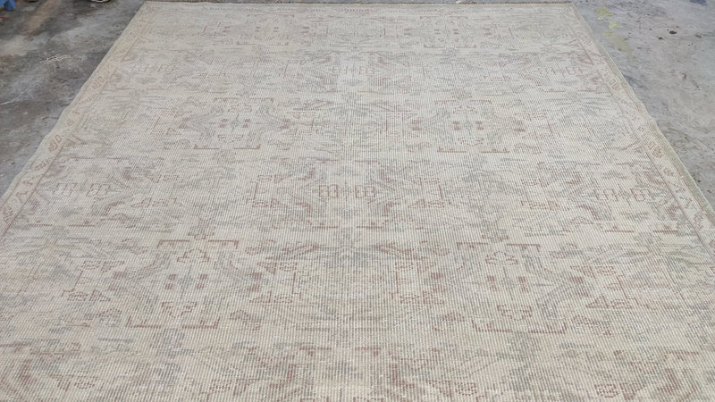 Ellie 7.9x10.3 Ivory and Light Brown Hand-Knotted Oushak Rug | Banana Manor Rug Company