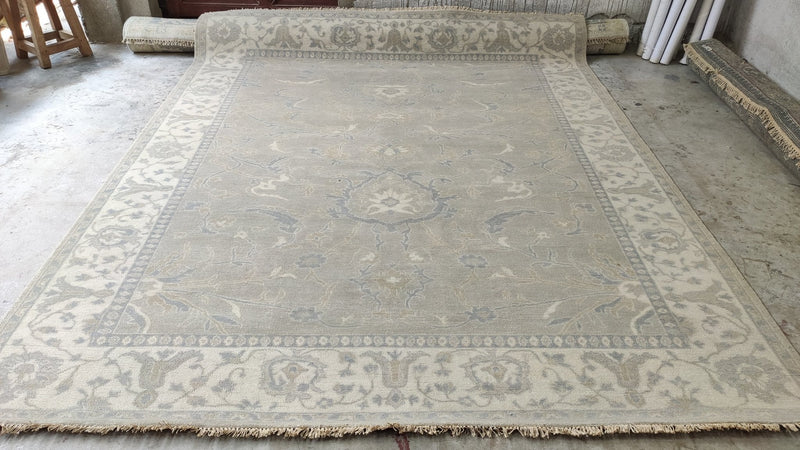 Elmira 8x9.9 Beige Hand-Knotted Oushak Rug | Banana Manor Rug Company