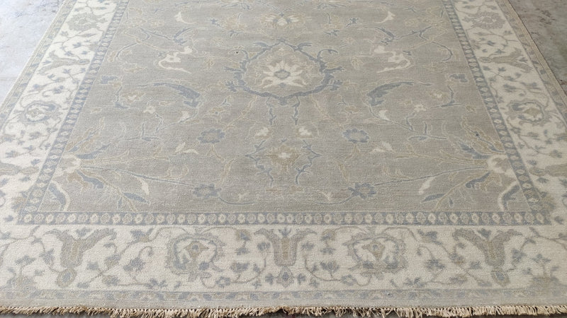 Elmira 8x9.9 Beige Hand-Knotted Oushak Rug | Banana Manor Rug Company