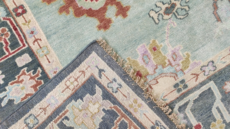 Elsie 8.3x10 Greenish Blue Hand-Knotted Oushak Rug | Banana Manor Rug Company