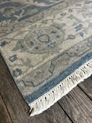 "Emera" Blue and Grey Hand-Knotted Oushak 8x10 | Banana Manor Rug Company