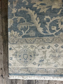 "Emera" Blue and Grey Hand-Knotted Oushak 8x10 | Banana Manor Rug Company