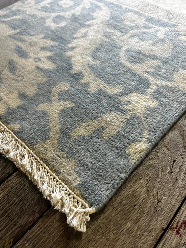 "Emera" Blue and Grey Hand-Knotted Oushak 8x10 | Banana Manor Rug Company