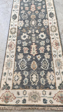 Emerson 2.6x10.3 Hand-Knotted Grey and Cream Oushak Runner | Banana Manor Rug Company