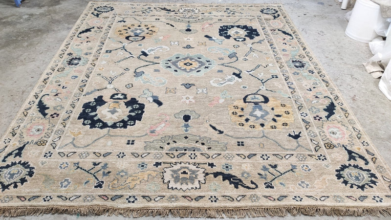 Emilia 8x9.9 Camel and Gold Hand-Knotted Oushak Rug | Banana Manor Rug Company