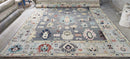 Emily Fisher Landau 9x12 Grey and Tan Hand-Knotted Oushak Rug | Banana Manor Rug Company