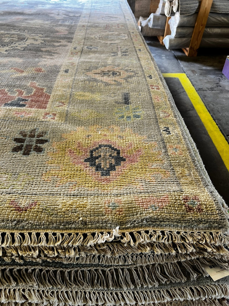 Emily Fisher Landau 9x12 Grey and Tan Hand-Knotted Oushak Rug | Banana Manor Rug Factory Outlet