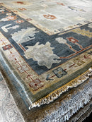 Emma Frost 9.9x13.6 Dark Grey and Light Grey Hand-Knotted Oushak Rug | Banana Manor Rug Company