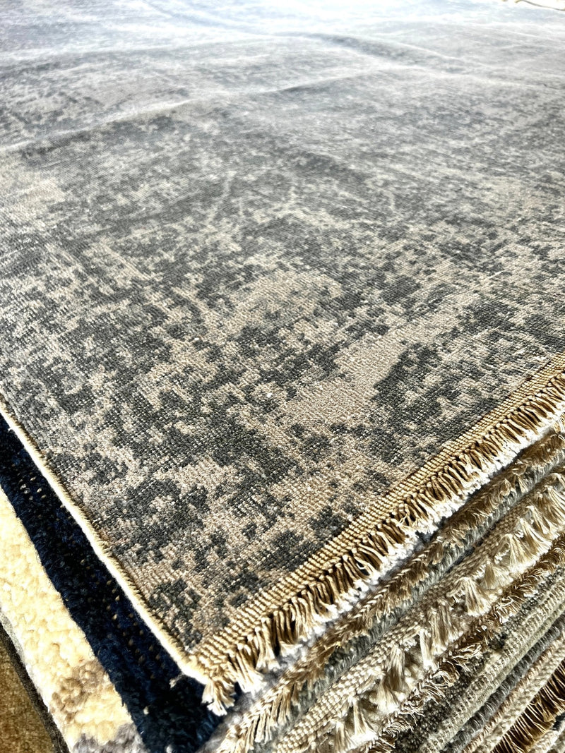 Erato 8x7.6 Dark Grey Hand-Knotted Oushak Rug | Banana Manor Rug Company