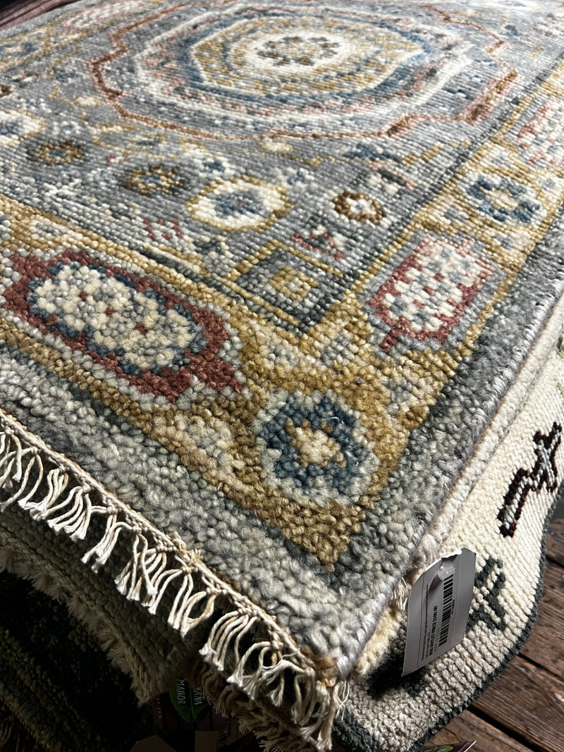 Erica 2.6x8 Light Grey Hand-Knotted Oushak Runner | Banana Manor Rug Company