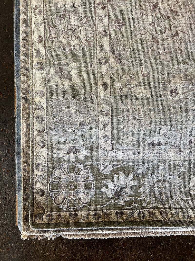 Erin 7.9x10 Light Green Hand-Knotted Oushak Rug | Banana Manor Rug Company