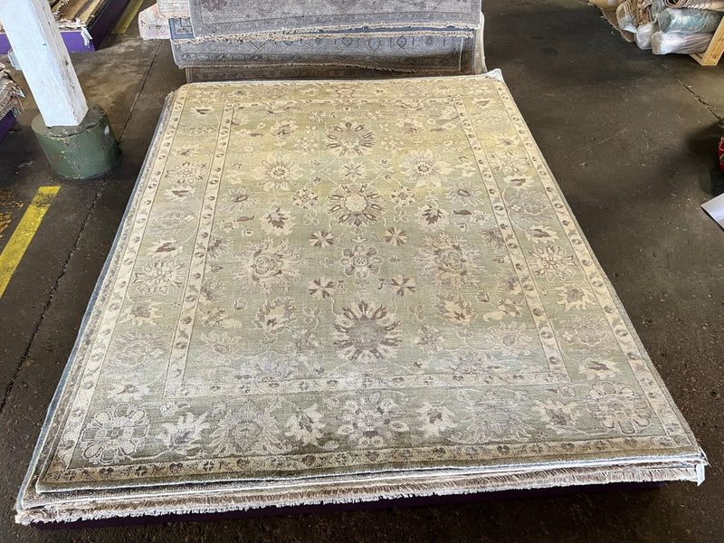 Erin 7.9x10 Light Green Hand-Knotted Oushak Rug | Banana Manor Rug Company