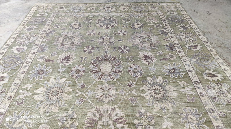 Erin 7.9x10 Light Green Hand-Knotted Oushak Rug | Banana Manor Rug Company