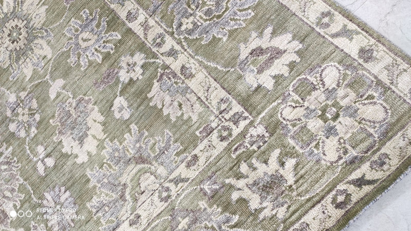 Erin 7.9x10 Light Green Hand-Knotted Oushak Rug | Banana Manor Rug Company