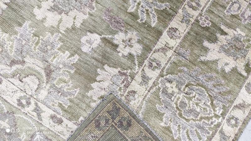 Erin 7.9x10 Light Green Hand-Knotted Oushak Rug | Banana Manor Rug Company