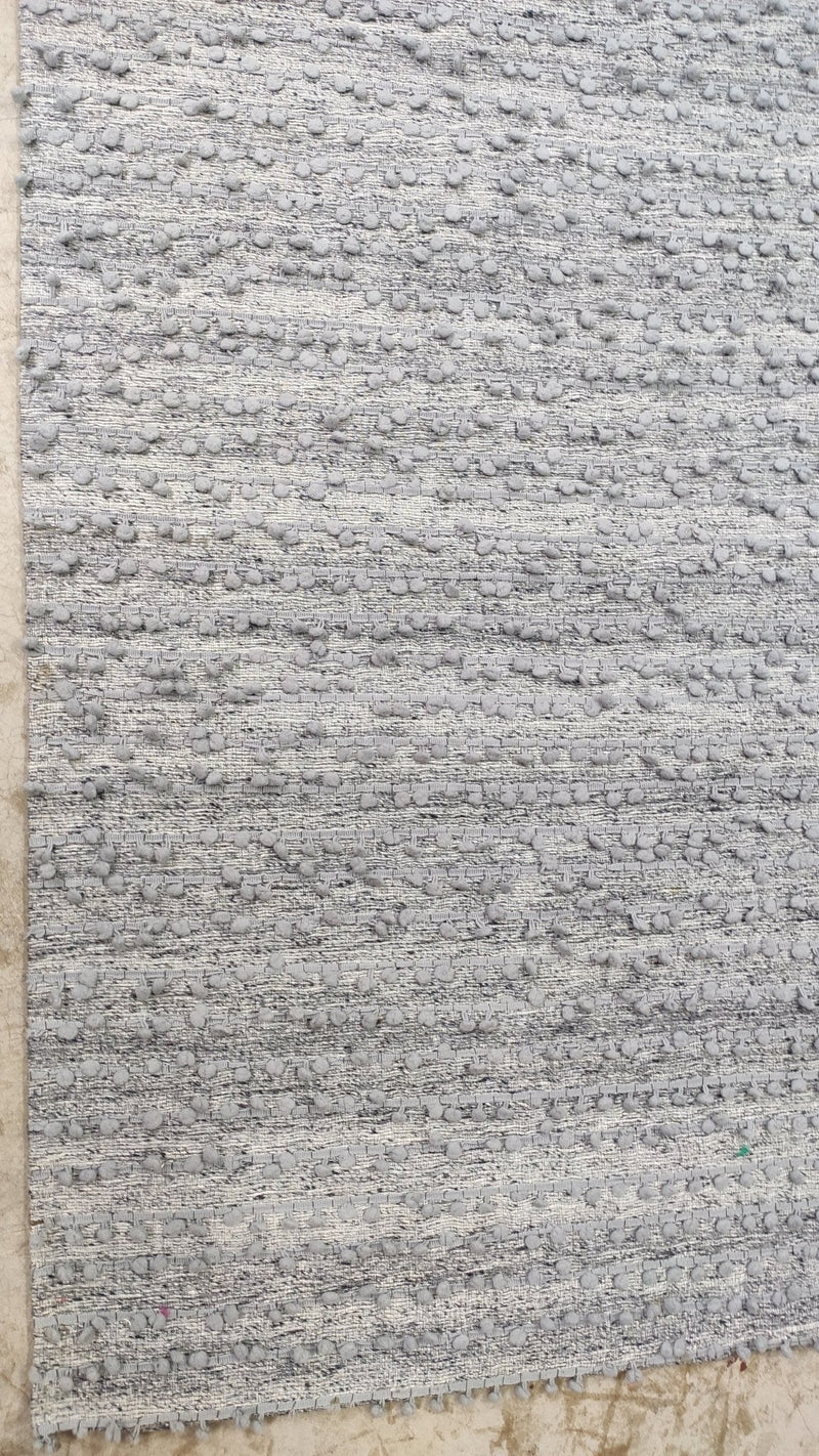 Erm 5.3x7.6 Grey Looped Ball Handwoven Durrie Rug | Banana Manor Rug Company