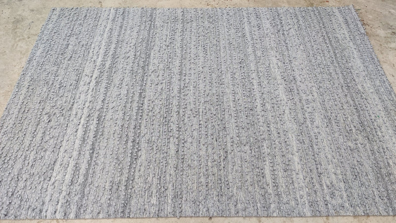 Erm 5.3x7.6 Grey Looped Ball Handwoven Durrie Rug | Banana Manor Rug Company