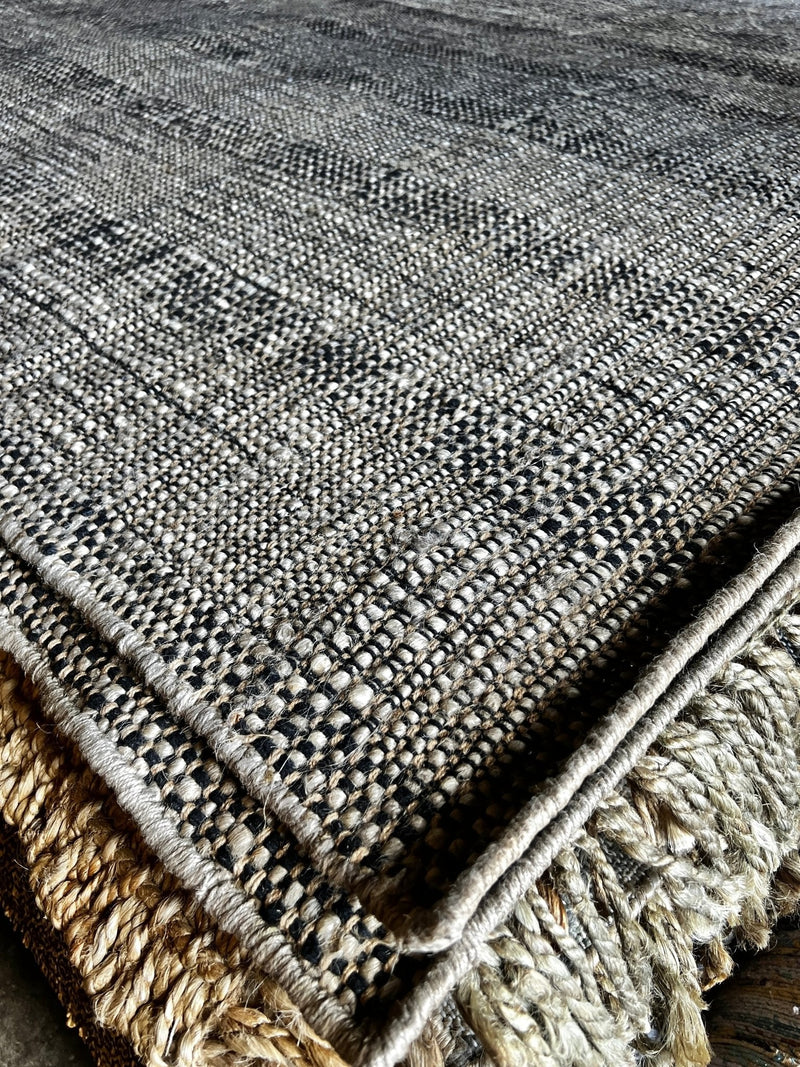 Ernie Fields Black & Natural Handwoven Jute Rug 8.3x10 | Banana Manor Rug Factory Outlet