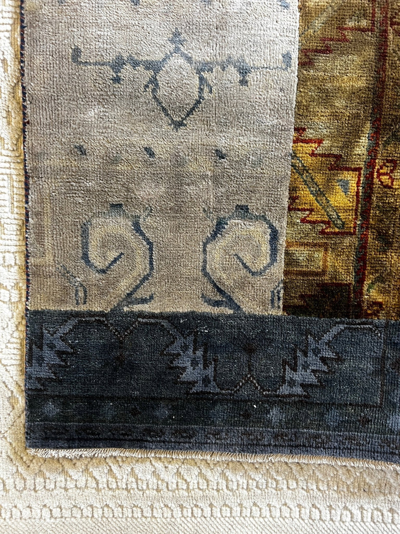 Errol Flynn Hand-Knotted Modern Rug Multi-Colored Patch 6x9.6 | Banana Manor Rug Factory Outlet