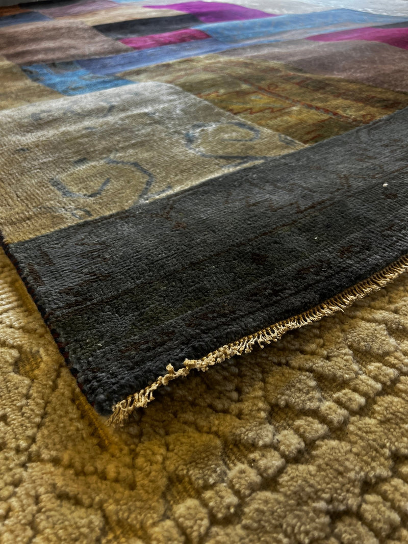 Errol Flynn Hand-Knotted Modern Rug Multi-Colored Patch 6x9.6 | Banana Manor Rug Factory Outlet