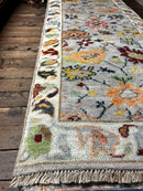 Ethel 2.9x10 Grey and Light Green Hand-Knotted Oushak Runner | Banana Manor Rug Factory Outlet