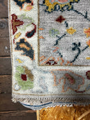 Ethel 2.9x10 Grey and Light Green Hand-Knotted Oushak Runner | Banana Manor Rug Factory Outlet