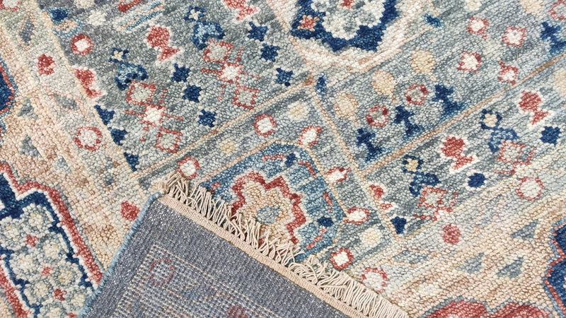 Etheline 10x14.3 Grey and Rust Hand-Knotted Oushak Rug | Banana Manor Rug Company